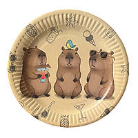 Тарілки паперові одноразові "Капібара" 18 см, 10 шт.
