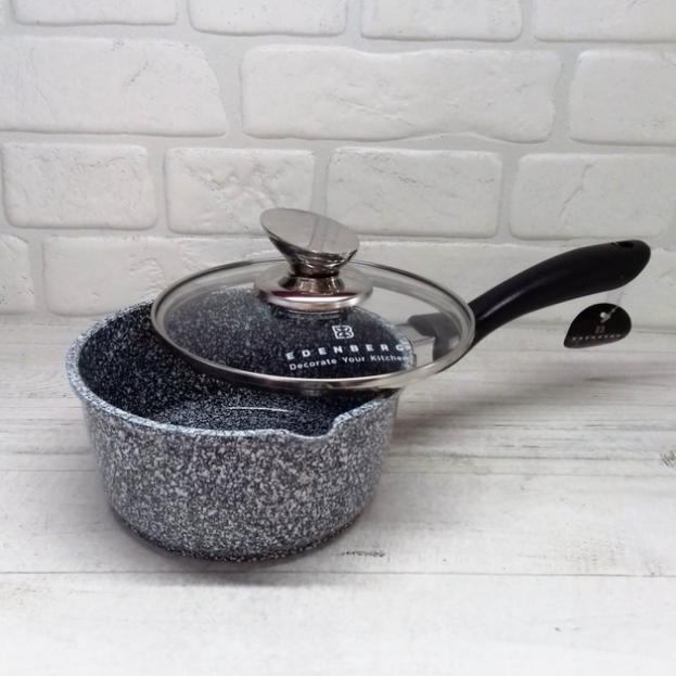 Ківшик 1.9 л*18 см Edenberg EB-8046 з антипригарним гранітним покриттям і кришкою, фото 1