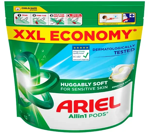 Капсули для прання дитячого одягу та чутливої шкіри Ariel Pods Sensitive 50 шт All-in-1.