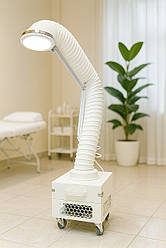 Пилосос-витяжка для манікюру та педикюру FUSION PLUS PREMIUM з тумбою з нержавіючої сталі в білому кольорі