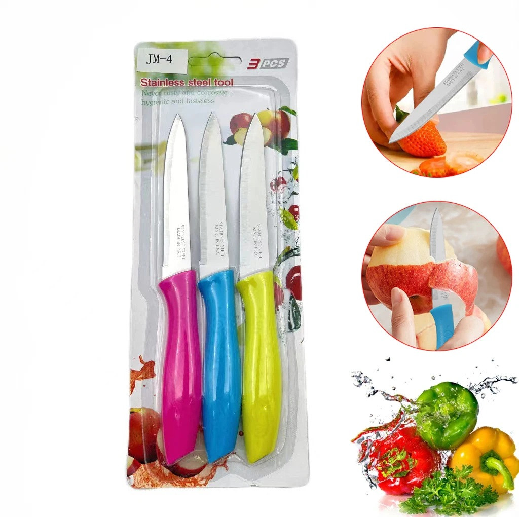 Набір ножів 3 шт з нержавіючої сталі для фруктів овочів і кемпінгу, фото 1