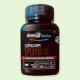 Вітамінна домішка AnimAll VetLine OMEGA Cat PRO для котів і кішок 0.5 г х 100 т