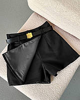 Женские классические короткие юбка шорты на высокой посадке черный шоколадный цвет 42-44, 46-48