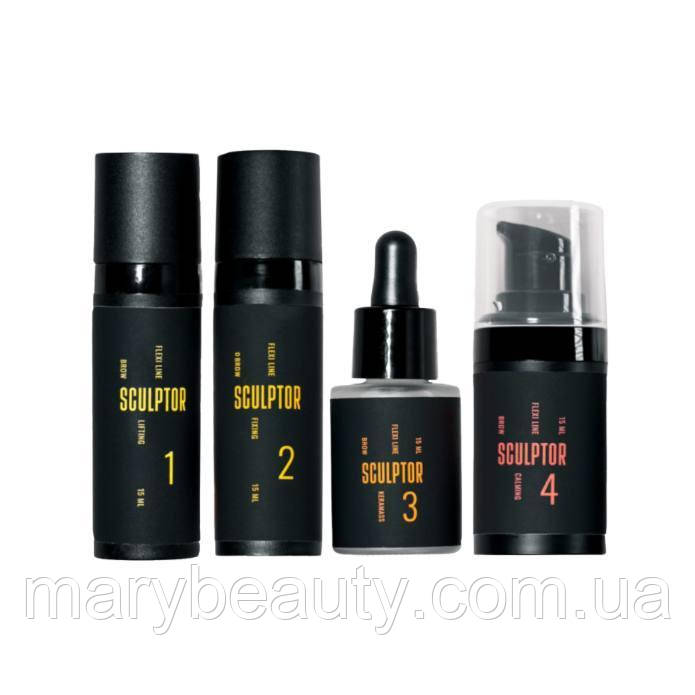 Набір складів Sculptor Flexi Line Brow (1+2, 3+4 В ПОДАРУНОК) для ламінування БРІВ у тубах (15*1,5 мл), фото 1