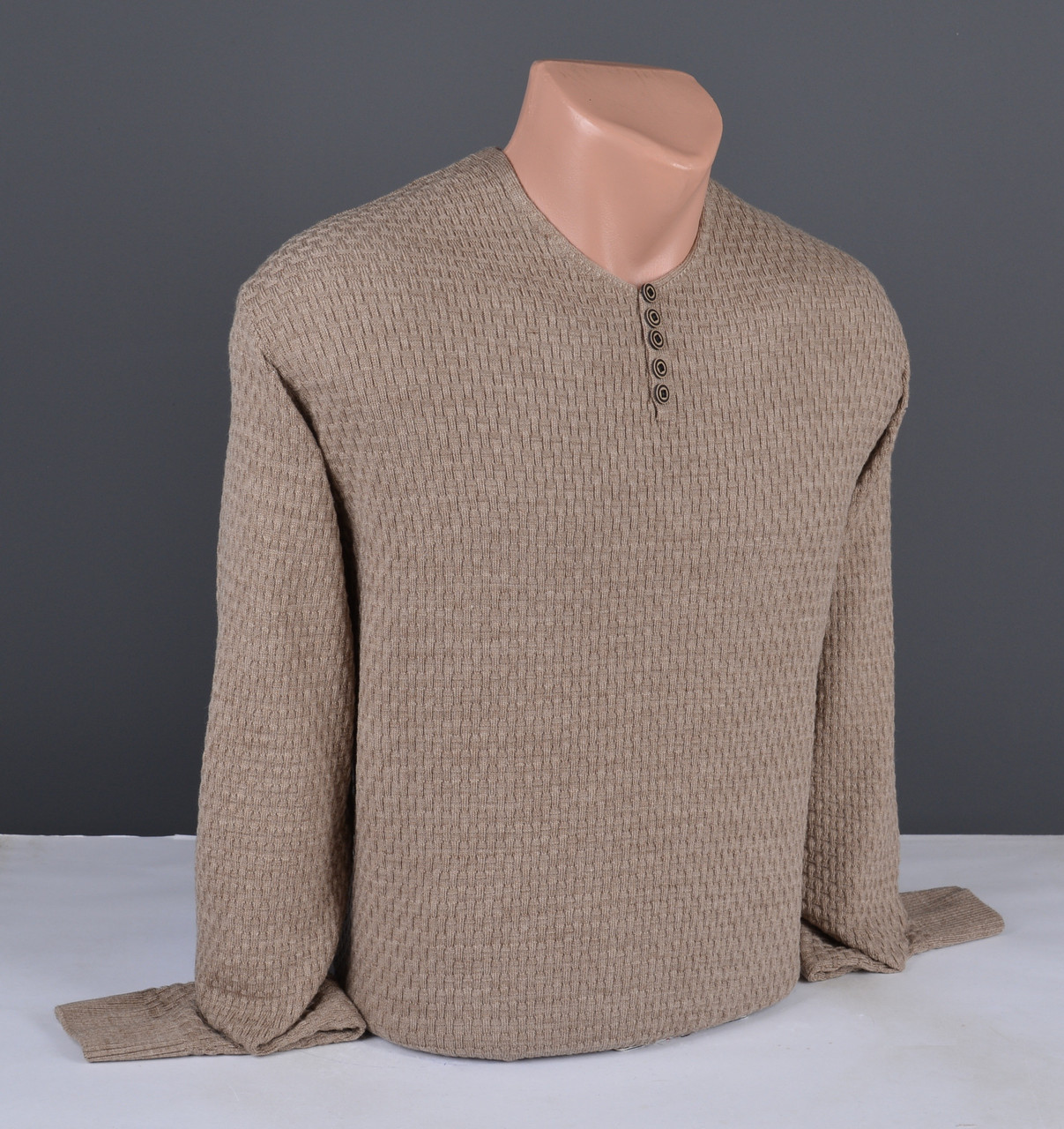 Чоловічий тонкий пуловер | Чоловічий светр коричневий Туреччина 3125, фото 1