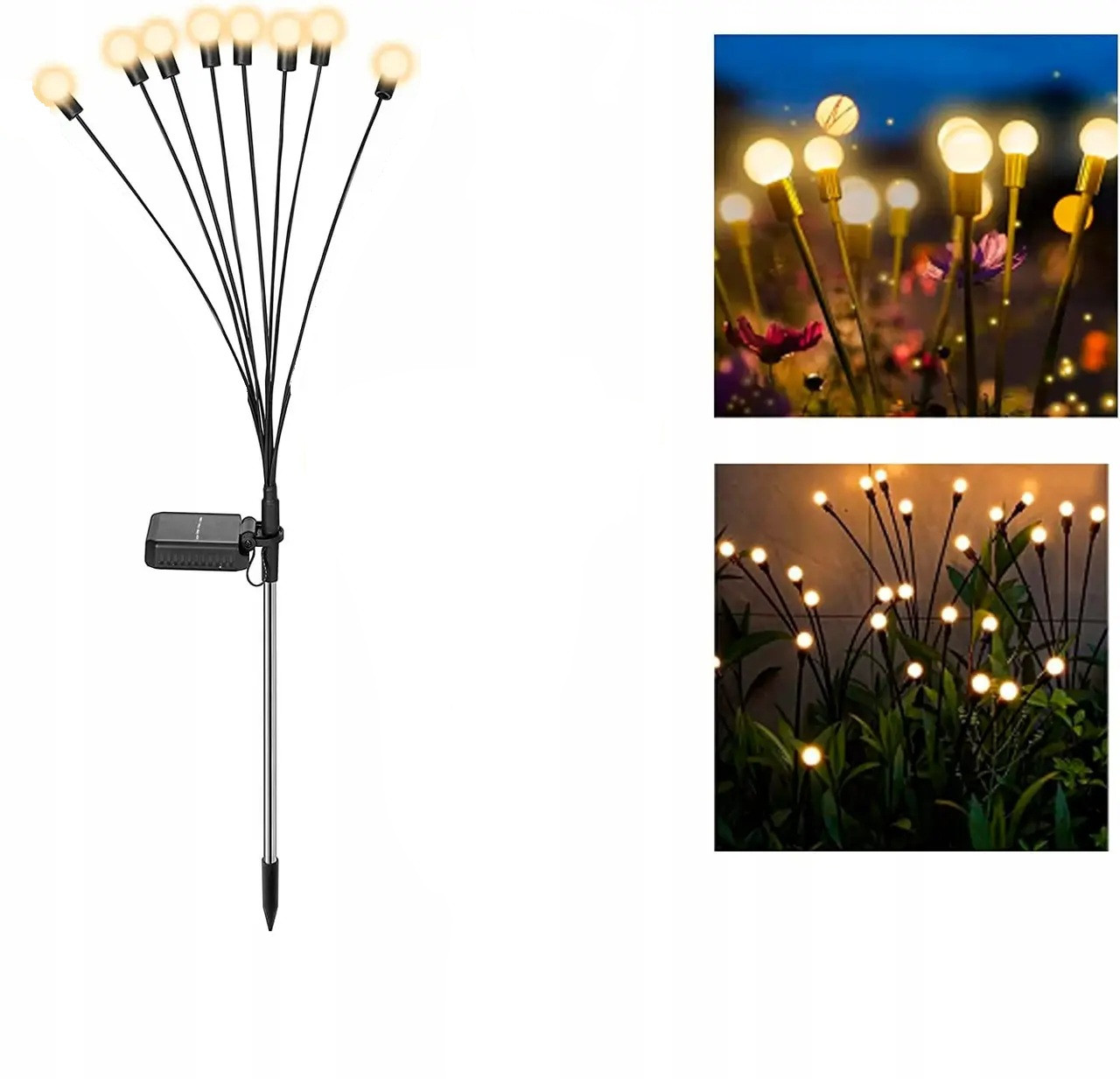Садовий світильник на сонячних батареях 70 см з 8 LED, водонепроникний, декоративний світлячок для вулиці, фото 1