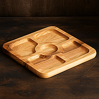 Менажниця дерев'яна квадратна 25×25 см на 5 секцій, дошка для подачі закусок, тарілка сервіровка Wood