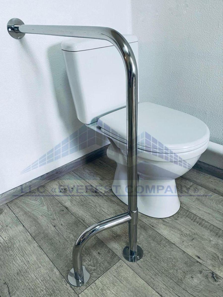 Поручень в туалет "стіна-підлога" з поворотною ніжкою 360° для людей з інвалідністю, ? 32мм - 800х700мм (789-65), фото 1