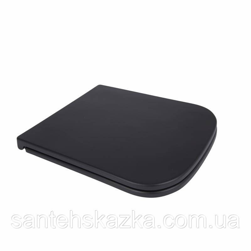 Qtap Сидіння для унітаза (Tern) 435x345x55 мм, Matt Black, з мікроліфтом, Slim Duroplast, Quick Release, фото 1