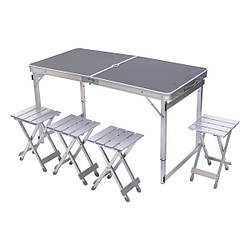 Розкладний стіл + 4 стільці кемпінговий набір для пікніка, риболовлі, відпочинку, туризму Чорний JY-12061B