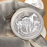 Срібна монета Австралія 1 долар 1 унція срібла Рік Коня 2014, фото 10