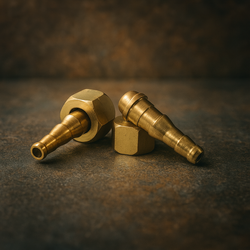 Гайка штуцер універсальна Ø6-Ø9 мм з лівим різьбленням для різака та редуктора, латунь