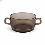 Набір скляних борщівниць 350 мл із ручками, термостійкі, димчастий колір, 4 шт., фото 5