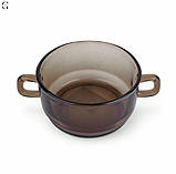 Набір скляних борщівниць 350 мл із ручками, термостійкі, димчастий колір, 4 шт., фото 6