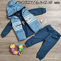 Костюм-трійка дитячий прогулянковий з капюшоном на хлопчика 6-18 міс (4цв) "MANGO" купити гуртом в Одесі на 7км