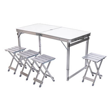 Розкладний стіл + 4 стільці кемпінговий набір для пікніка, риболовлі, відпочинку, туризму Білий JY-12061W