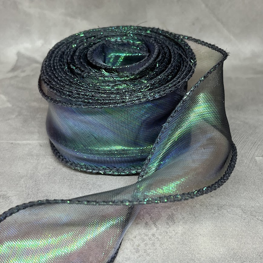 Стрічка Органза з прошитим кантом, ширина ≈4 см, сірий (хамелеон), арт 018918, упаковка ≈7,5 метрів, Сірий, фото 1