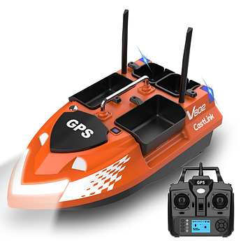 Карповий кораблик для риболовлі Flytec V802 PRO GPS Оранж Акумулятор на 12000 мА·год
