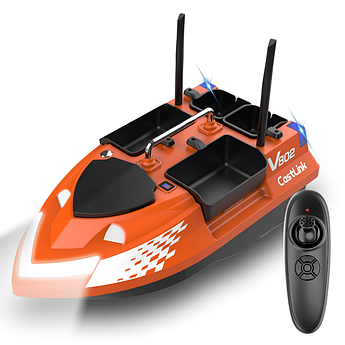 Кораблик карповий для риболовлі Flytec V802 Помаранчевий Акумулятор на 12000 мА·год