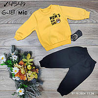 Костюм двійка дитячий на флісі з принтом на хлопчика 6-18 міс (3цв) "MANGO" купити гуртом в Одесі на 7км