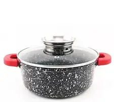 Каструля з кришкою A-Plus мармурове покриття 2.4 л 20 см алюміній