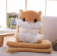 Плед-хомяк 3 в 1 плюшевый коричневый размер 90*90 см(930231831)