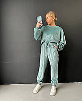 Велюровий костюм жіночий худі та джогери Оверсайз 42-46 48-52