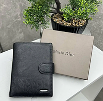 Шкіряний чоловічий гаманець портмоне на кнопці з натуральної шкіри з відділенням для паспорта 10х14 см (1302)