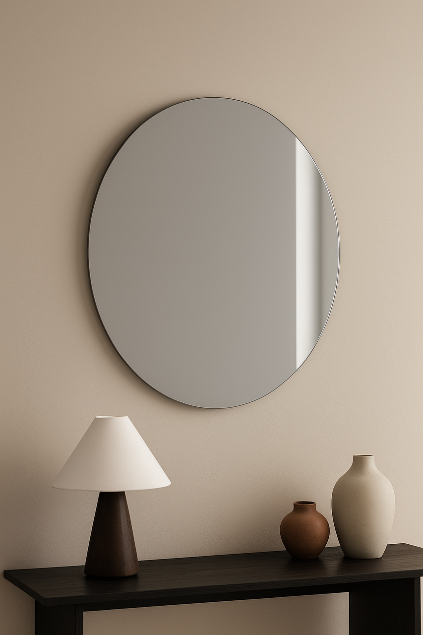 Дзеркало кругле 550 мм, безрамне, єврокромка, фото 1