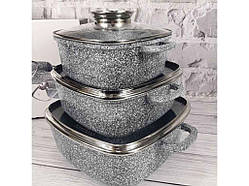 Набір посуду 3пр. 2,8/4,4/6,5л, 20/24/28см з антипригарним гранітним покриттям 8030 ТМ EDENBERG