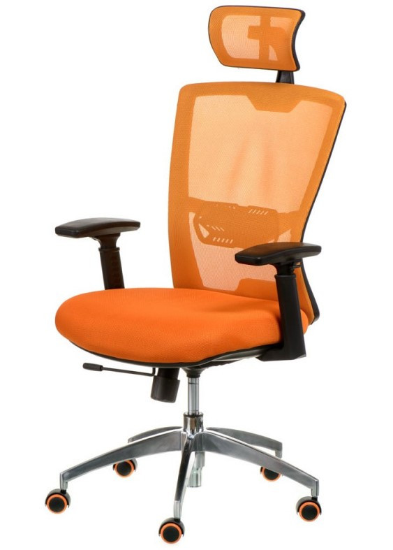 Сіткове комп'ютерне крісло офісне поворотне з підголівником оранжеве Dawn orange (E6132) Special4You, фото 1