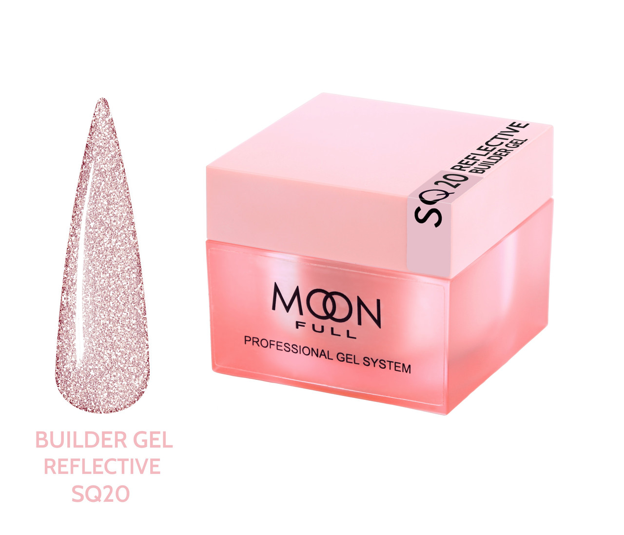 Гель для нарощування нігтів Moon Full Reflective Builder Gel з шимером світловідбиваючий №SQ20, 30 мл, фото 1