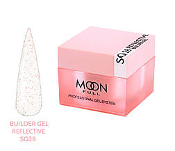 Гель для нарощування нігтів Moon Full Reflective Builder Gel з шимером світловідбиваючий №SQ28, 30 мл