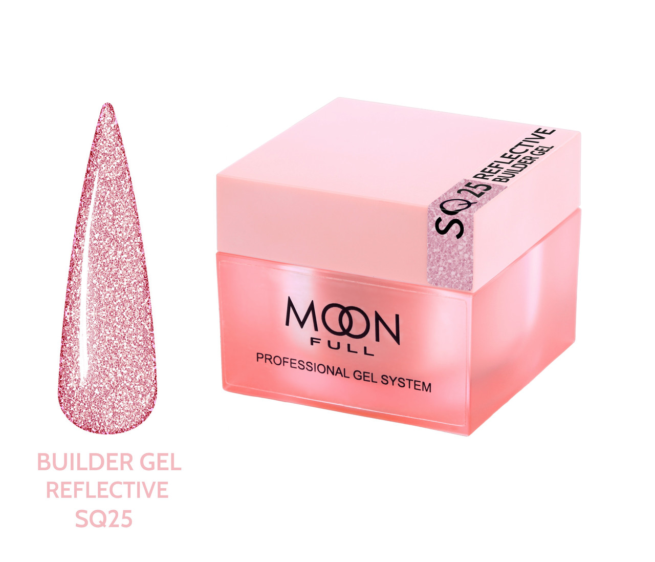 Гель для нарощування нігтів Moon Full Reflective Builder Gel з шимером світловідбиваючий №SQ25, 30 мл, фото 1