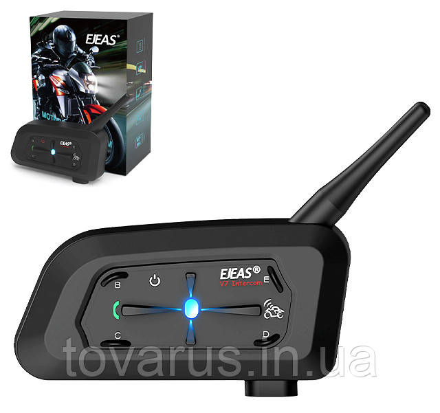 Мотогарнітура Bluetooth з інтерком на шолом EJEAS V7 Мото блутуз інтерком гарнітура, фото 1