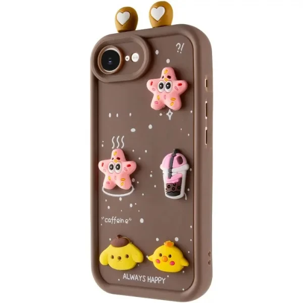 Чохол-накладка EpiK TPU Toys Case with Ears для Apple iPhone 16e (6.1) Brown, фото 1