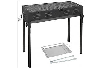 Складаний мангал BARBECUE CA-03-1 (Ш300×Д660×В600 мм) з решіткою, противнем та щипцями