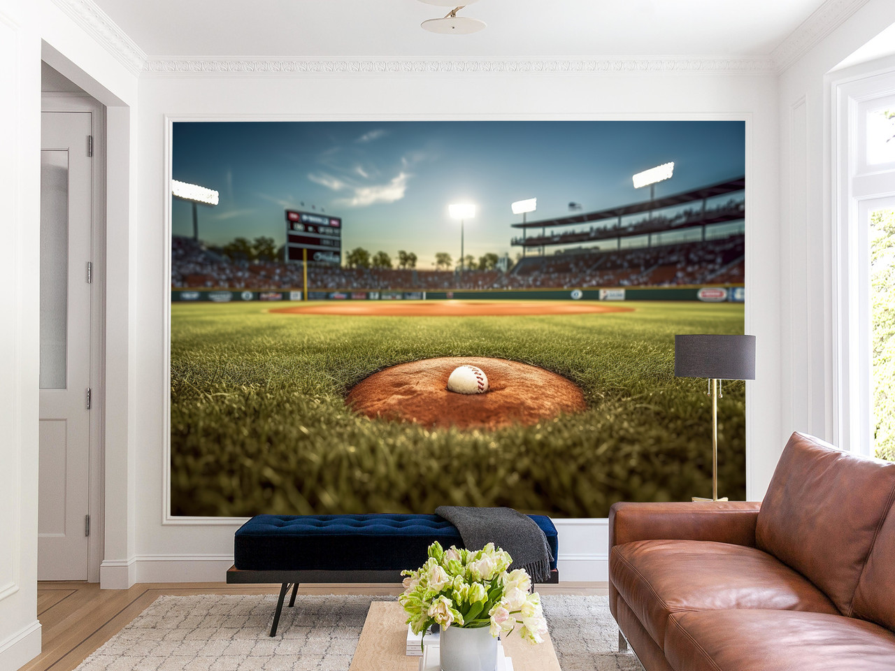 Фотошпалери самоклейна плівка Oracal спортивна тема для офісу, залу, спортзалу "Бейсбольне поле", фото 1