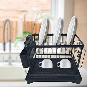 Настільна сушарка для посуду 2-ярусна Escurridor дворівнева Black SV227