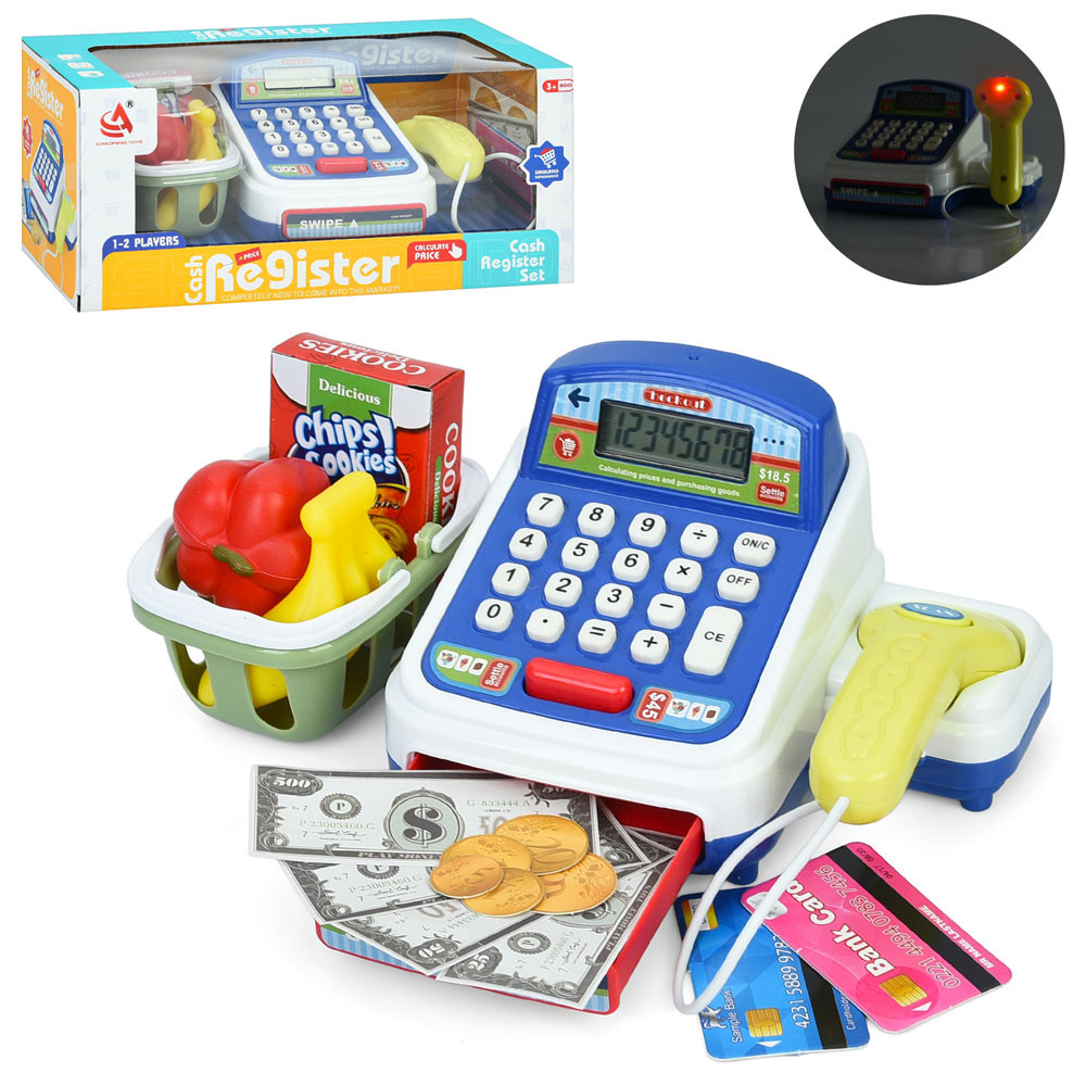 Дитячий касовий апарат CF 8243 дитяча каса, калькулятор, сканер, звук, світло, фото 1