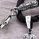 Чоловічий срібний хрестик на шовковому шнурку з срібними вставками. Цепочка шовкова із хрестиком. 55 см, фото 9