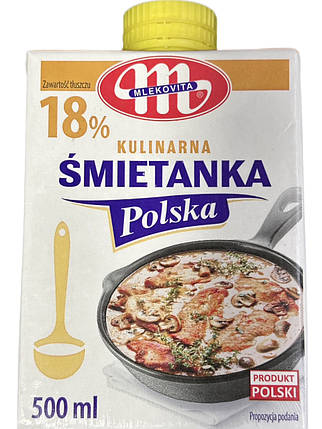 Вершки Mlekovita Śmietanka Polska 18% 500 мл., фото 2