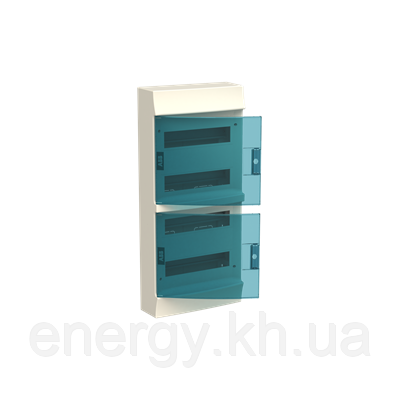 Щит на 48 модулів навісний з N/PE клемами, прозорі зелені двері - ABB Mistral 41, фото 1