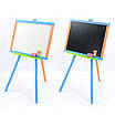 Дитячий мольберт кольоровий магнітний з двосторонньою малювальною дошкою для крейди і фломастерів 3 кольори підставка, фото 7