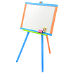 Дитячий мольберт кольоровий магнітний з двосторонньою малювальною дошкою для крейди і фломастерів 3 кольори підставка, фото 4