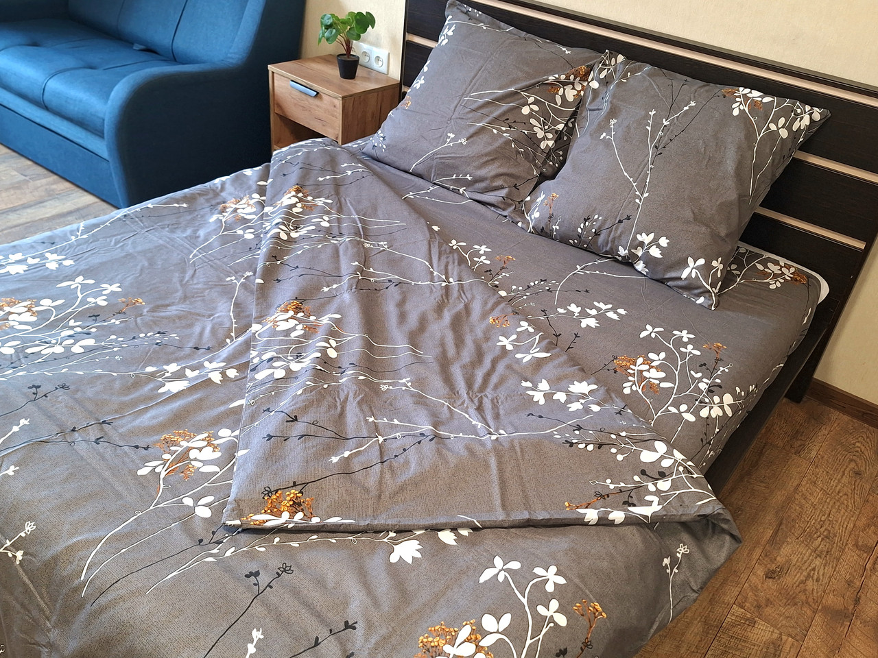 Набір постільної білизни Велюр № в563 Сімейний 220х240, на кнопках