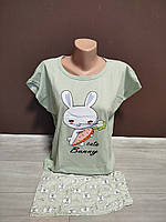Підліткова піжама для дівчинки Туреччина Морквинка Аніме футболка та шорти 12-18 років зелена