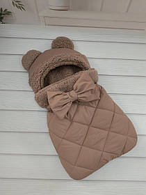 Спальник з однотонної плащової тканини для новонароджених, колір капучино