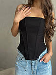 Жіночий корсетний топ без бретель із відкритими плечима зі шнурівкою на спині (р. 42-48) 33171315, фото 3
