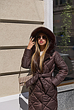 Жіноче зимове пальто з капюшоном ПВ-319 шоколад в розмірах з 42 по 58, фото 2